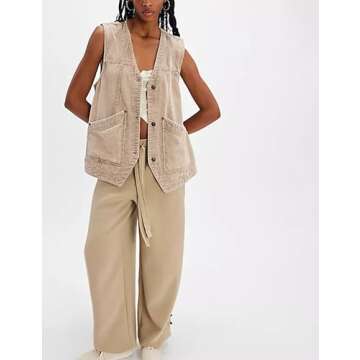 Zontroldy Vintage V Neck Corduroy Vests for Women