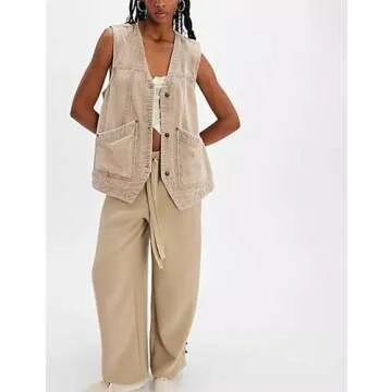 Zontroldy Vintage V Neck Corduroy Vests for Women