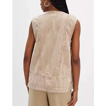 Zontroldy Vintage V Neck Corduroy Vests for Women