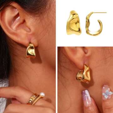 Trendy QJLE Gold Earrings Set - 6 Pairs for Women | Giftable