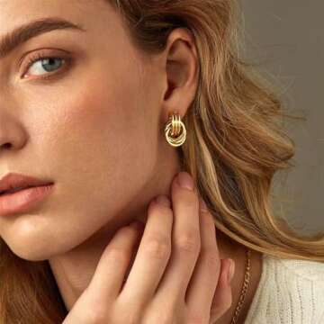 Trendy QJLE Gold Earrings Set - 6 Pairs for Women | Giftable