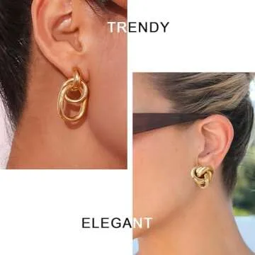 Trendy QJLE Gold Earrings Set - 6 Pairs for Women | Giftable