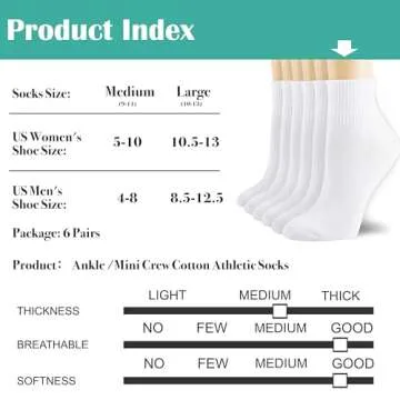 NevEND Comfortable Cotton Mini Crew Socks - 6 Pairs