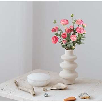 Artificial Ranunculus Pink Silk Flowers persian Buttercup,18 Heads Vintage Long Stems Fake Flowers for Home Wedding Decoration Bride Bouquet Silk Rose for Flowers Crafts Floral Arrangement (Pink)