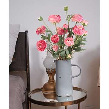 Artificial Ranunculus Pink Silk Flowers persian Buttercup,18 Heads Vintage Long Stems Fake Flowers for Home Wedding Decoration Bride Bouquet Silk Rose for Flowers Crafts Floral Arrangement (Pink)