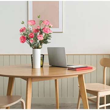 Artificial Ranunculus Pink Silk Flowers persian Buttercup,18 Heads Vintage Long Stems Fake Flowers for Home Wedding Decoration Bride Bouquet Silk Rose for Flowers Crafts Floral Arrangement (Pink)