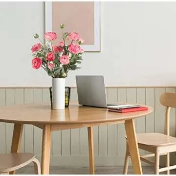 Artificial Ranunculus Pink Silk Flowers persian Buttercup,18 Heads Vintage Long Stems Fake Flowers for Home Wedding Decoration Bride Bouquet Silk Rose for Flowers Crafts Floral Arrangement (Pink)