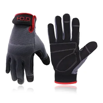 HANDLANDY Men's Work Gloves - Touch Screen Compatible, Padded Protection, Flexible Fit