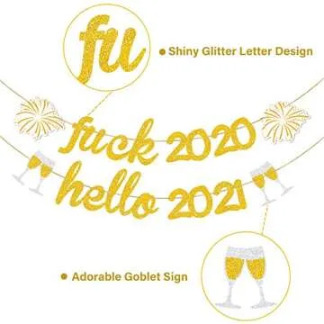 Gold Glitter 2021 New Year Banner - No Assembly Needed
