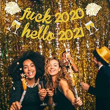 Gold Glitter 2021 New Year Banner - No Assembly Needed