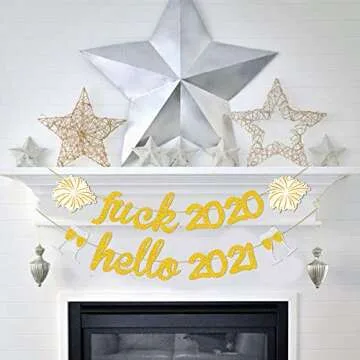 Gold Glitter 2021 New Year Banner - No Assembly Needed