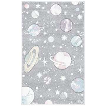 SAFAVIEH Carousel Kids Collection Accent Rug - 4' x 6', Grey & Lavender, Non-Shedding & Easy Care, I...