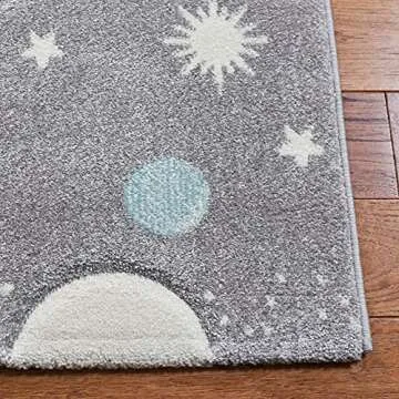 SAFAVIEH Carousel Kids Collection Accent Rug - 4' x 6', Grey & Lavender, Non-Shedding & Easy Care, Ideal for High Traffic Areas for Boys & Girls in Playroom, Nursery, Bedroom (CRK103F)