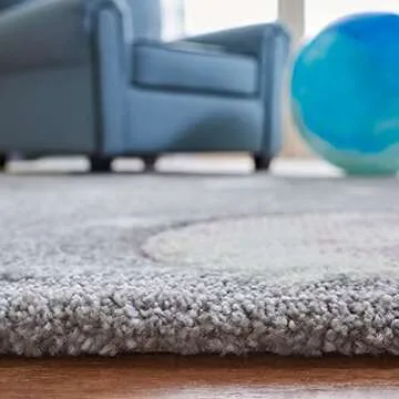 SAFAVIEH Carousel Kids Collection Accent Rug - 4' x 6', Grey & Lavender, Non-Shedding & Easy Care, Ideal for High Traffic Areas for Boys & Girls in Playroom, Nursery, Bedroom (CRK103F)