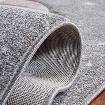 SAFAVIEH Carousel Kids Collection Accent Rug - 4' x 6', Grey & Lavender, Non-Shedding & Easy Care, Ideal for High Traffic Areas for Boys & Girls in Playroom, Nursery, Bedroom (CRK103F)