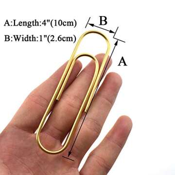 HAHIYO Paperclips 4 inch (100mm) Extra Large Paper Clips Sturdy Bright Gold Vinyl Coated Prevent Scratching Tearing The Pages for Bookmark Organize Home Office School 14 Pack