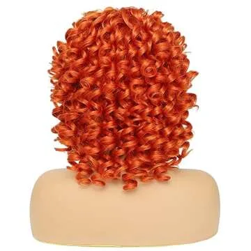 DZtineke 14 Inch Curly Wigs for Black Women Short Curly Wig with Bangs Big Loose Cute Kinky Curly Hair Synthetic Soft Wigs for Daily Party Cosplay (Ginger)