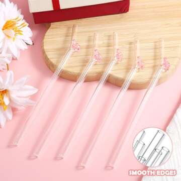 Charming 6-Pack Bow Reusable Glass Straws Set