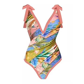 Trendy 2 Piece Floral Swimsuits with Cover-Up Skirt