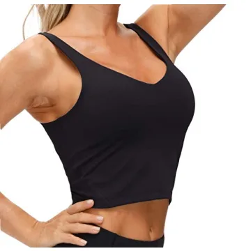 Women’s Longline Sports Bra Padded Medium Support Tank Tops