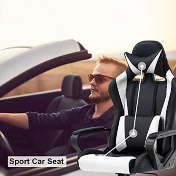 Gaming Chair Massage Office Chair Racing Chair with Lumbar Support Arms Headrest High Back PU Leathe...