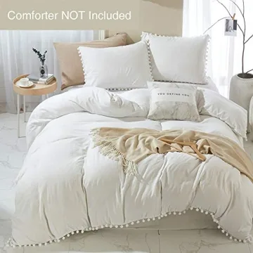 ETDIFFE Pom Pom Duvet Cover Set Queen Size Stylish Bedding