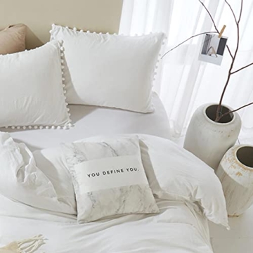 ETDIFFE Pom Pom Duvet Cover Set Queen Size Stylish Bedding