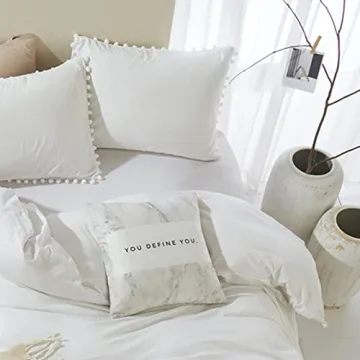 ETDIFFE Pom Pom Duvet Cover Set Queen Size Stylish Bedding
