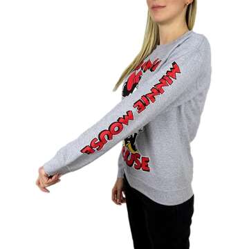 Disney Minnie Mouse Pullover Sweatshirt (US, Alpha, Large, Regular, Regular, Minnie Gray Heather)