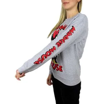 Disney Minnie Mouse Pullover Sweatshirt (US, Alpha, Large, Regular, Regular, Minnie Gray Heather)