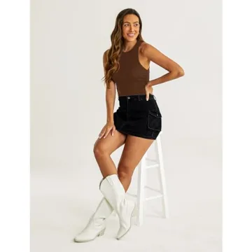 luvamia Y2K Cargo Denim Shorts for Women Casual Summer High Waisted Jean Skorts for Woman Black Skort High Waisted Black Skort for Women Cargo Skirt Washed Black Size Small Fits Size 4 Size 6