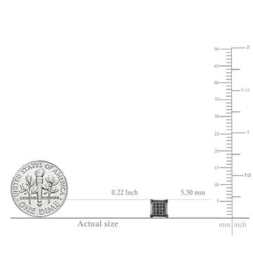 Dazzlingrock Collection Round 0.10 Cttw Black Diamond Cluster Square Unisex Stud Earrings in Black Plated 925 Sterling Silver in Screw Back