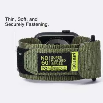 Nereides Compatible with Apple Watch Series 10 Band Series 9/8/7/6/5/4/SE/SE2/Ultra 1/2, Nylon Sports Strap with Woven Design for 49mm/46mm/45mm/44mm (L, Army Green)