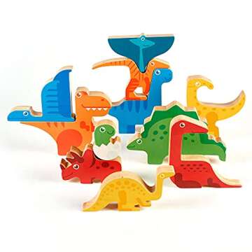 Dinosaur Puzzle 3D Wood Jigsaw for Toddlers & Kids Age 3 +, 9”x 9” x .5”, Bright Colorful Shape Sorting, Promotes Play Imagination Creativity & Learning, Non Toxic, Super Fun Gift