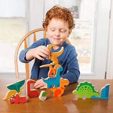Dinosaur Puzzle 3D Wood Jigsaw for Toddlers & Kids Age 3 +, 9”x 9” x .5”, Bright Colorful Shape Sorting, Promotes Play Imagination Creativity & Learning, Non Toxic, Super Fun Gift