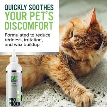 Pro Pooch Dog Ear Cleaner Solution - All-Natural 8oz Cat & Dog Ear Wash Drops for Cleaning, Grooming Supplies, and Puppy Treatment for Waxy Ears, Infection, Odor