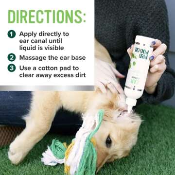 Pro Pooch Dog Ear Cleaner Solution - All-Natural 8oz Cat & Dog Ear Wash Drops for Cleaning, Grooming Supplies, and Puppy Treatment for Waxy Ears, Infection, Odor