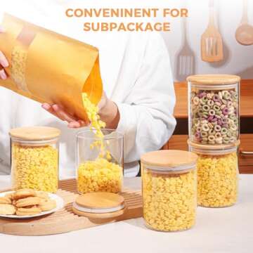 ComSaf 25oz Glass Food Storage Jars Set of 6, Clear Glass Storage Containers with Lids, Pantry Organization Jar, Spice Jar, Blooming Tea, Coffee and Sugar Container, Small Canister Set for Kitchen