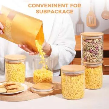 ComSaf 25oz Glass Food Storage Jars Set of 6, Clear Glass Storage Containers with Lids, Pantry Organization Jar, Spice Jar, Blooming Tea, Coffee and Sugar Container, Small Canister Set for Kitchen