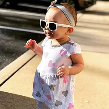 Bouryo Flexible Polarized Baby Sunglasses with Strap Adjustable for Toddler 0-24 Months (Black/Black+ Pink/Black)