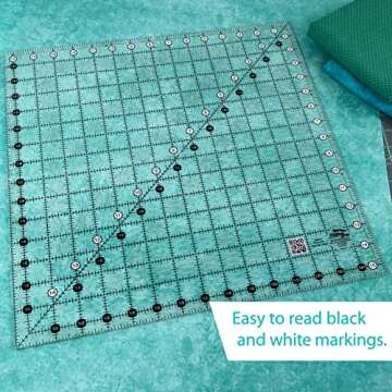 Creative Grids Quilt Ruler 15-1/2in x 15-1/2in Square – CGR15 – Made in USA, Non-Slip Grip Acryl...