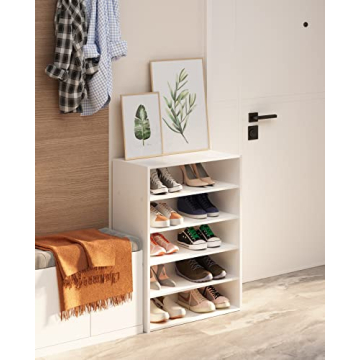 HAIOOU 6 Tier White Shoe Rack - Stylish Storage Solution