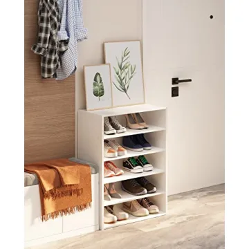 HAIOOU 6 Tier White Shoe Rack - Stylish Storage Solution