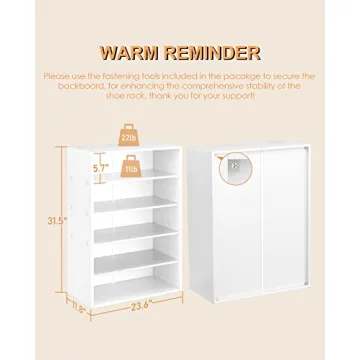 HAIOOU 6 Tier White Shoe Rack - Stylish Storage Solution
