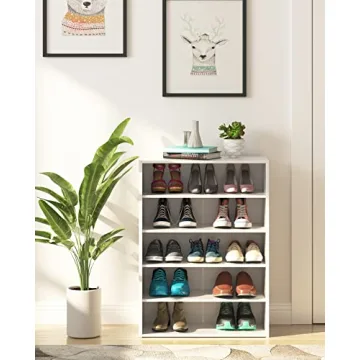HAIOOU 6 Tier White Shoe Rack - Stylish Storage Solution