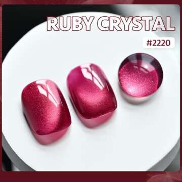GAOY Glassy Cat Eye Gel Nail Polish, 16ml Glitter Holographic Nail Polish with Magnet, Reflective Translucent UV Gel, 2220 Ruby Crystal