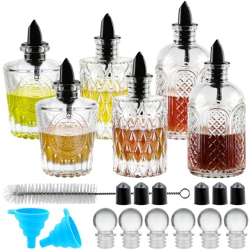 INFTYLE Syrup Bottle Set of 6 - Durable Glass Syrup Dispenser with Elegant Design
