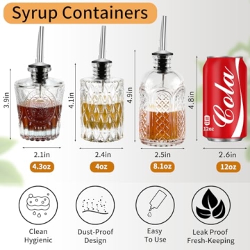 Stylish INFTYLE Syrup Bottle Set of 6 for Kitchen Use