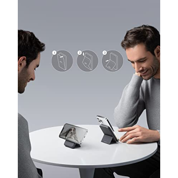 Anker Magnetic Battery (MagGo), 5,000 mAh Foldable Magnetic Wireless Portable Charger and USB-C for iPhone 15/15 Plus/15 Pro/15 Pro Max, iPhone 14/13 Series (Interstellar Gray)