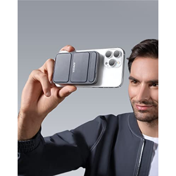 Anker Magnetic Battery (MagGo), 5,000 mAh Foldable Magnetic Wireless Portable Charger and USB-C for iPhone 15/15 Plus/15 Pro/15 Pro Max, iPhone 14/13 Series (Interstellar Gray)